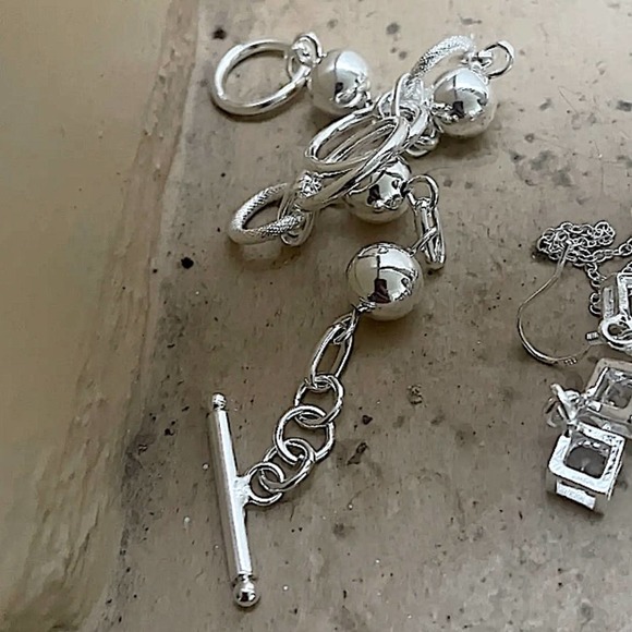 Sterling Silver O Link Beaded Ball Creative Chain Link Bracelet - Picture 3 of 7